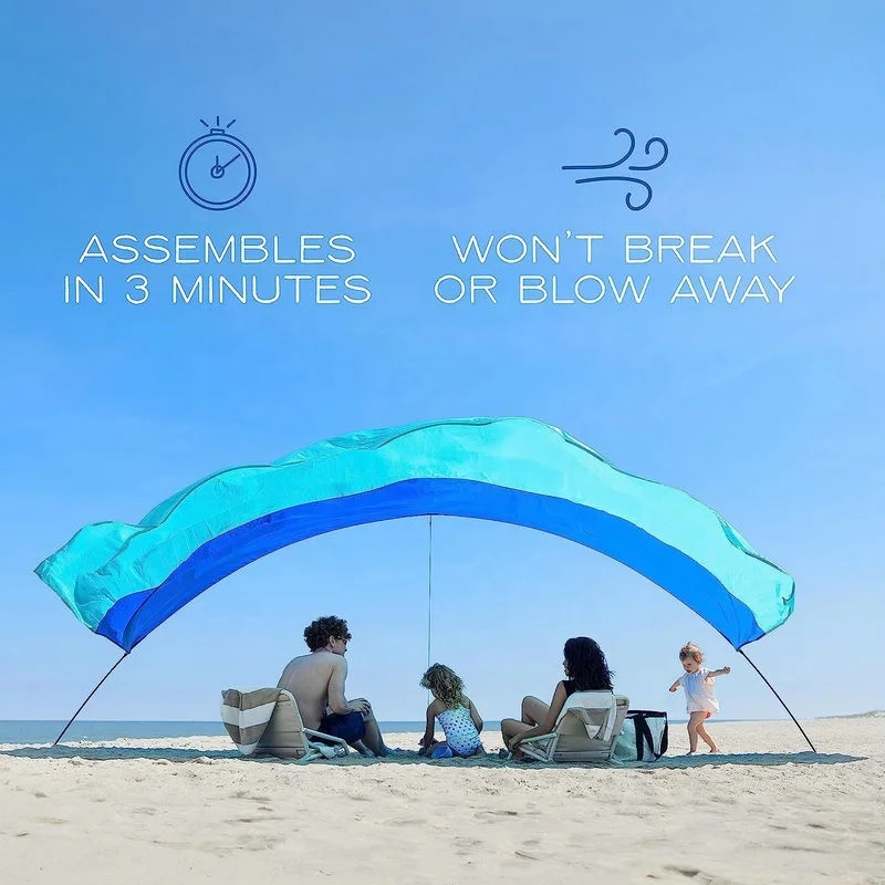 Outdoor Summer Foldable Portable Aluminum Beach Tent UV50+, Large beach canopy for 4-6people