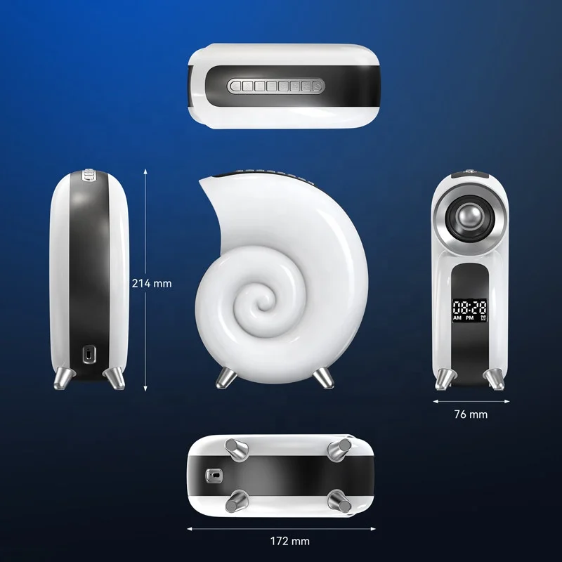 Lonvel New Arrival 2024 Conch Music Light With Wake Up Alarm Clock BT Speakers Multi-Function Party Atmosphere Conch Speakers