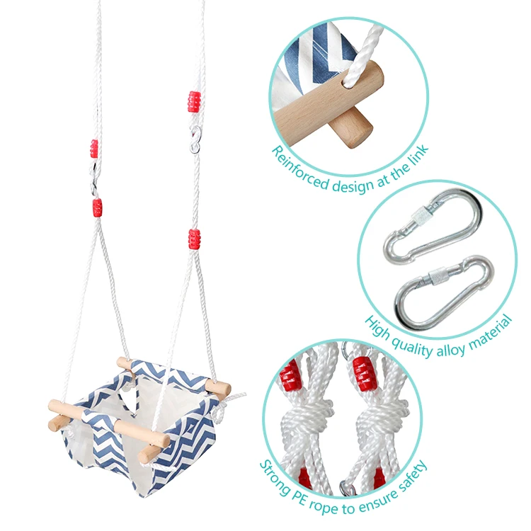 SA-234 New High Quantity baby cradle Wooden Canvas hanging Patio  Swing Chair Seats Hammock Swing chair