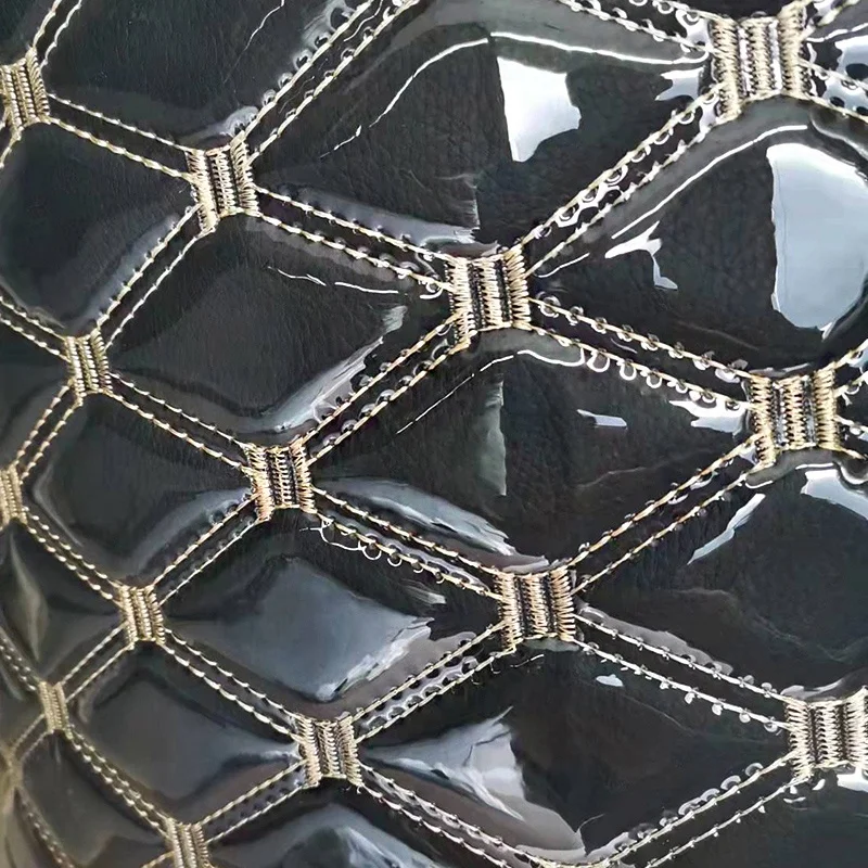 embroidery leather car floor mat roll quilted PVC artificial synthetic leather with sponge