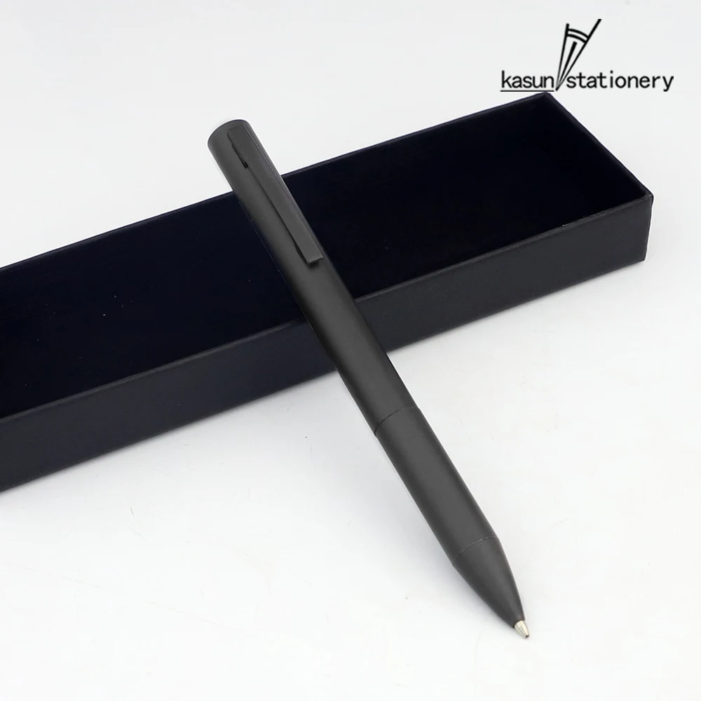 Simple Style Matte Black/Gun Black Grey Metal Ball Point Pens Twist Pen with Paper Gift Box
