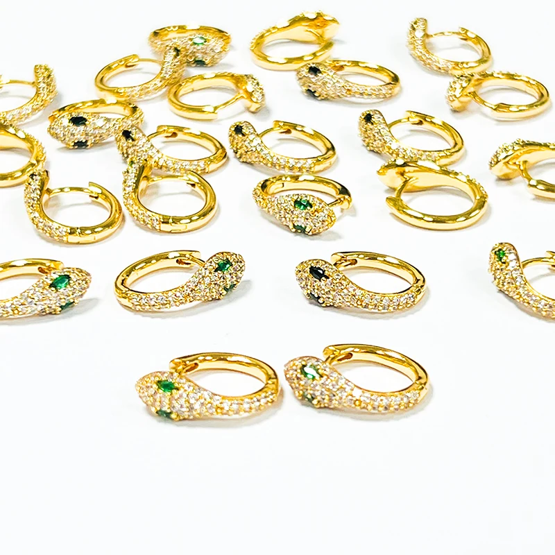 Wholesale stock gold zirconia inlaid snake earrings fashion ladies jewelry high quality copper earrings