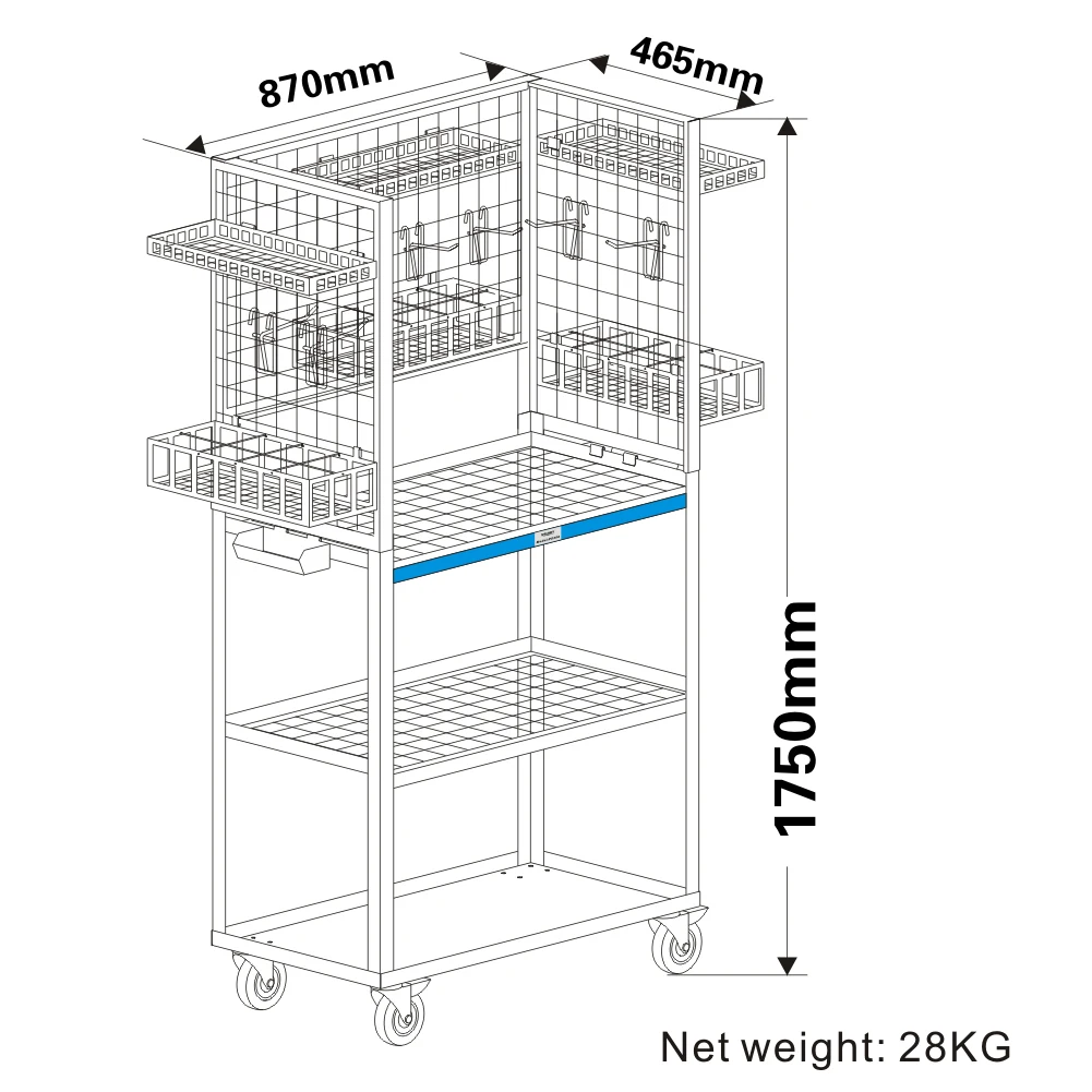 Mobile Storage body shop auto tools Rack Heavy Duty Parts Cart trolley Small Items Cart