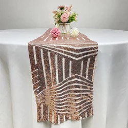 Customized Wedding Table Runners Decoration for Round Tables Rose Gold Sequin Table Runner