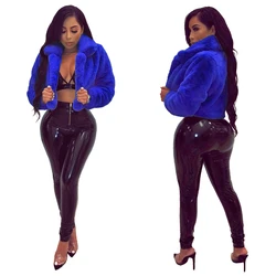 2022 fall winter wholesale women latest fashion solid jacket short trendy faux fur coat