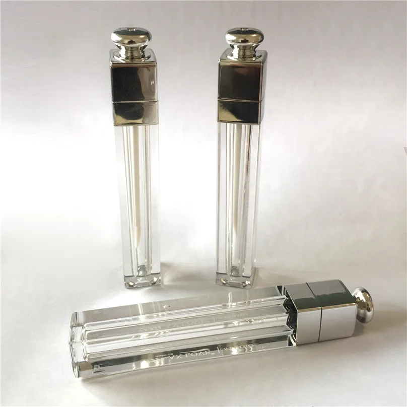 Wholesale Custom black cap Logo Empty Unique transparent Lip Gloss Tube With Soft Brush