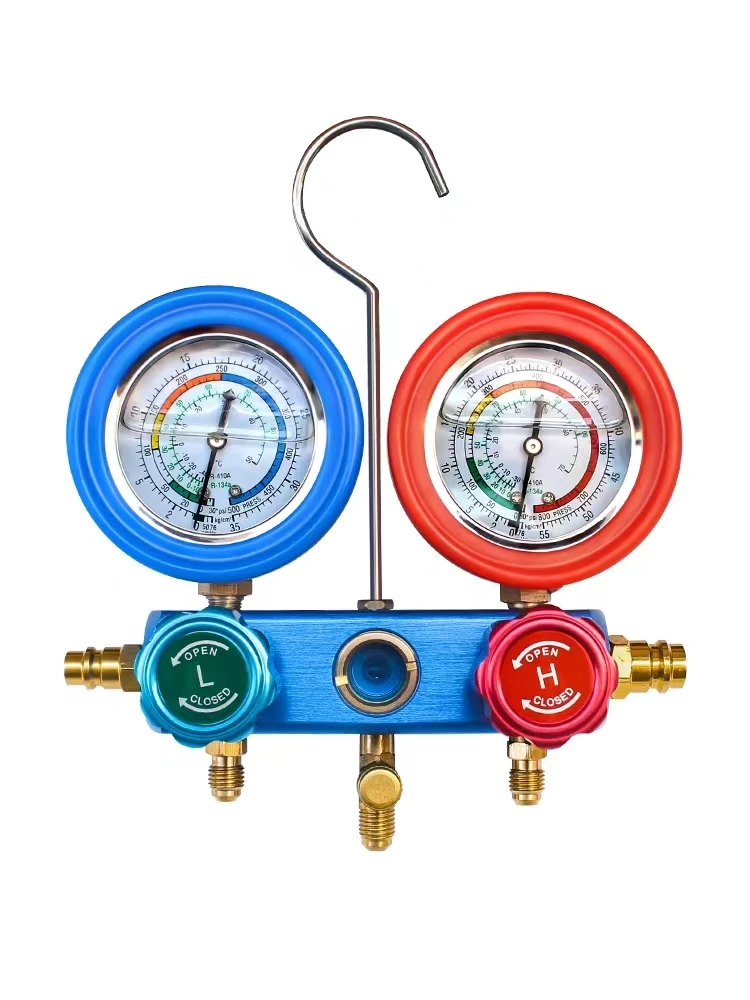 Utranee Wholesale 6-Piece Set HS-2A32 Double Gauge Valve Sleeve Box Pressure Gauges Fluoridation Tools  R134a
