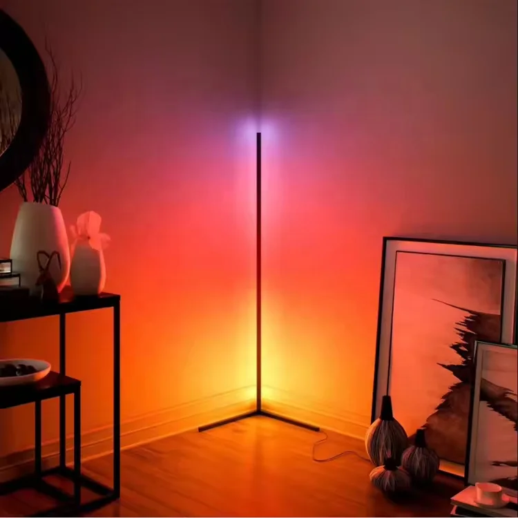 Modern hot sale corner led floor lamp LED Light Source  with mobile app control RGB dimming floor lamp for Indoor Lighting