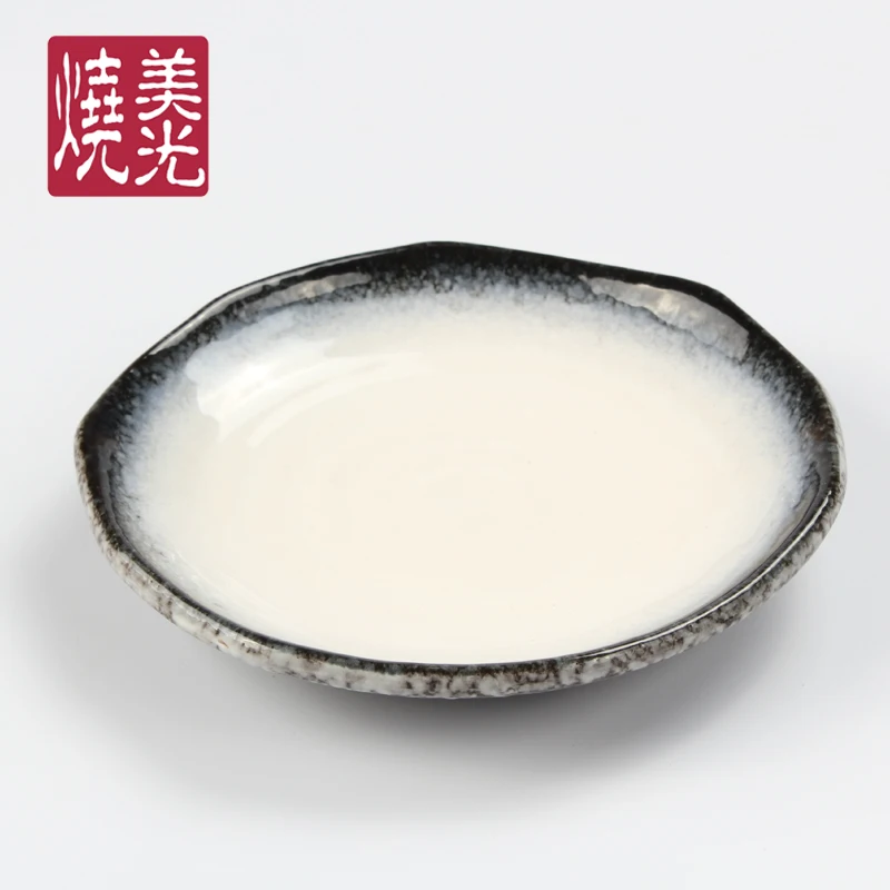 Asian cuisine and japanese ceramic dinnerware round flat side plate sushi dish