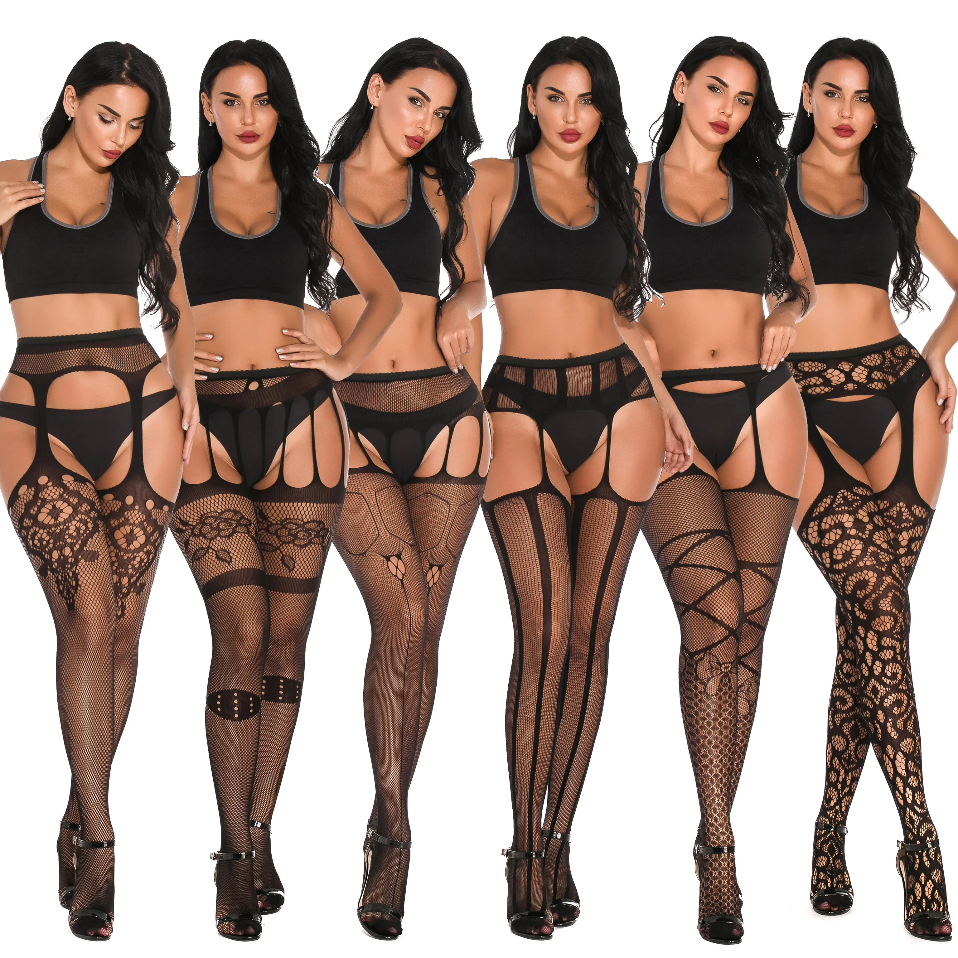 Wholesale Beautiful Pattern Nylon Fabric High Quality Fashion Thigh High Stockings