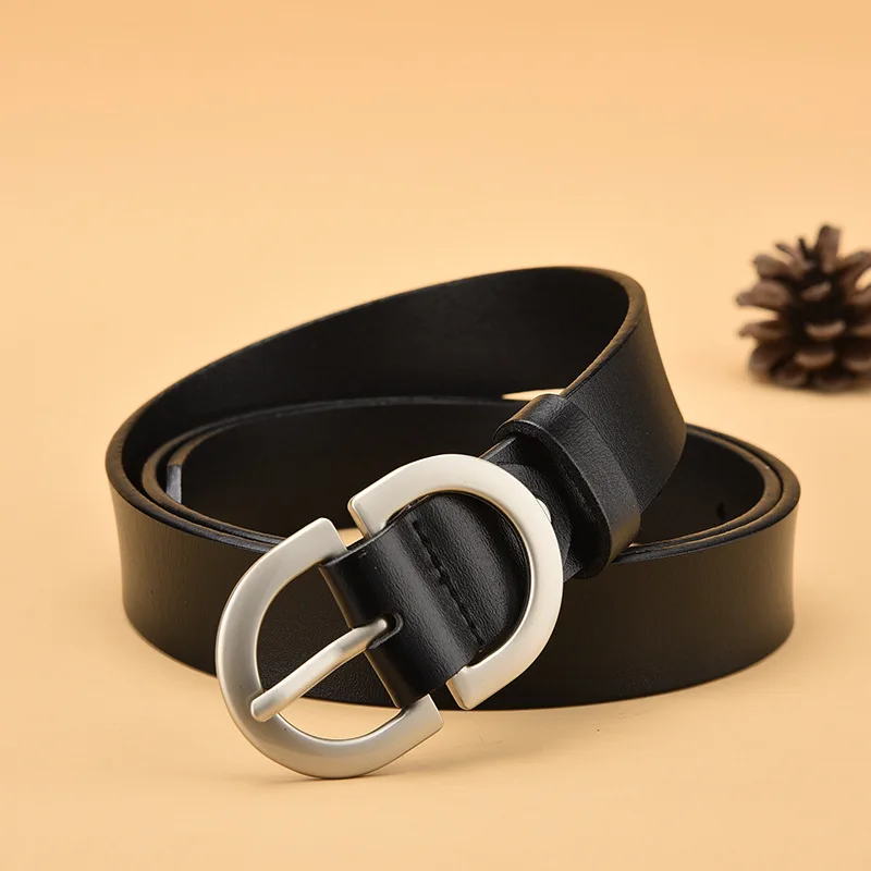 New spot custom cowhide simple retro fashion pin buckle Korean leather ladies all-match 110cm leather belt