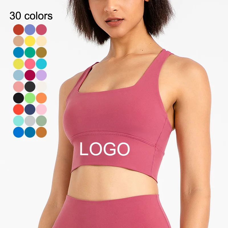 2022 Fitness High Quality Gym Active Plus Size Custom Logo Soft Compression Top Activwear Beauty Back Women Sports Yoga Bra Tops