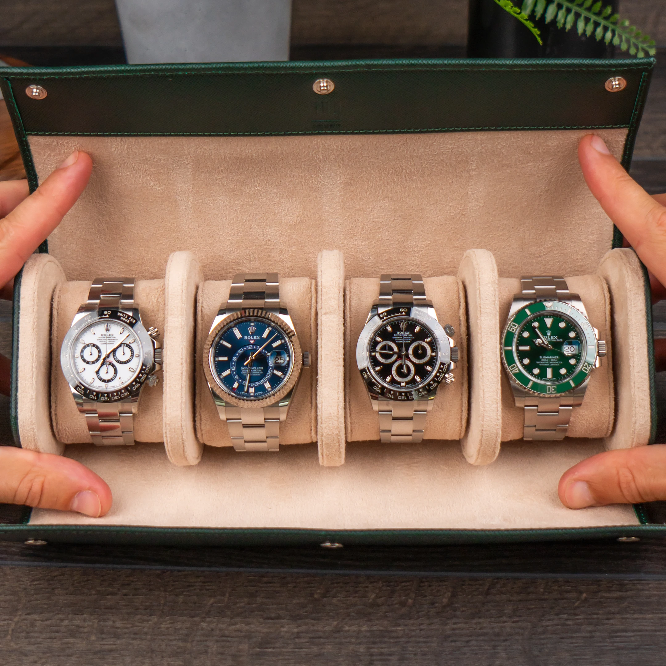 Watches Storage Roll Up Blue Leather Watch Gift Box Wristwatch Boxes Travel Watch Case