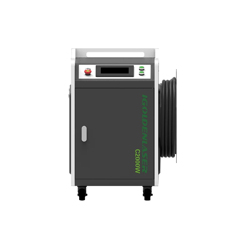 The portable laser cleaning machine is small in size and equipped with universal wheels, which makes it easy to move.