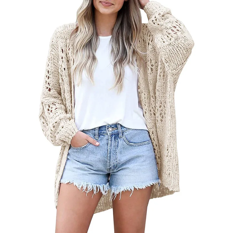 Spring Netted Crochet Knit Cardigans Sweaters Lightweight Summer Cardigan For Women
