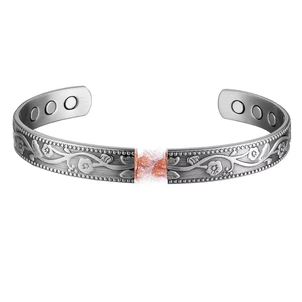 New Design Copper Ring Bracelet For Arthritis Women Silver Plating Simple Style Improve Sleeping Magnetic Couple Bracelet