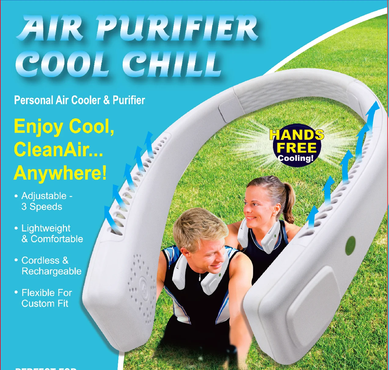 Air Purifier Cool Chill NeckSlim Fan Air Freedom Hands-free, wearable, personal air cooler and purifier