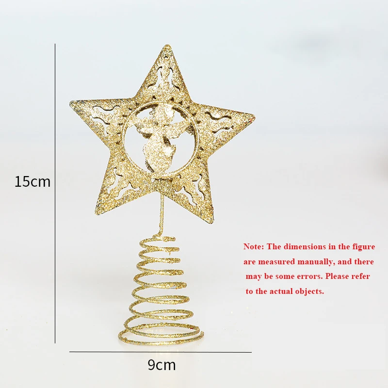 Christmas Decoration Glitter Gold Five-Pointed Star Pendant Ornament Christmas Tree Accessories Decor Christmas Tree Top Star
