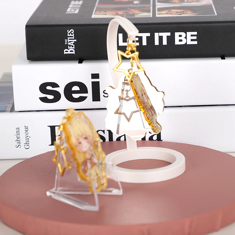 Acrylic Keychain Charm Cheap Customized Logo Promotional Gift Diy Mirror Effect Anime Cartoon Custom Logo Plastic OEM Hangchen