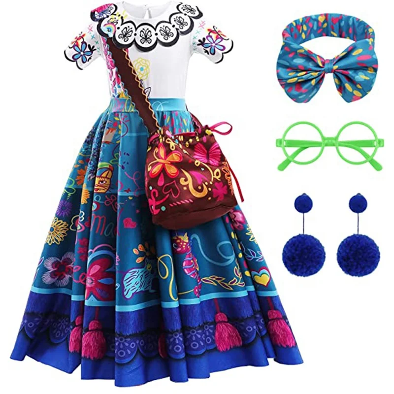 Isabela Cartoon Halloween Cosplay Dress Up For Kids, Dress Princess Outfit Encanto Dress Mirabel Costume For Girls