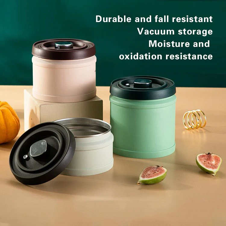 Wholesale Press Button Food Storage Vacuum Canister Steel Vacuum Sealed Jar for Coffee Beans / Tea Leaves