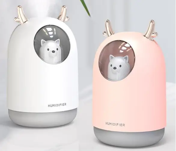 Amazon Small  Water Soluble Oil pet USB 300ml Color LED Home Cool Mist Purifier Air Freshener Cute Animal Bear Air Humidifier