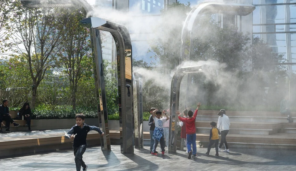 high quality Ss304 Stainless steel Outdoor 3d tree fog spray Mist forest system Sculpture Street tree Motif Arch Decoration art