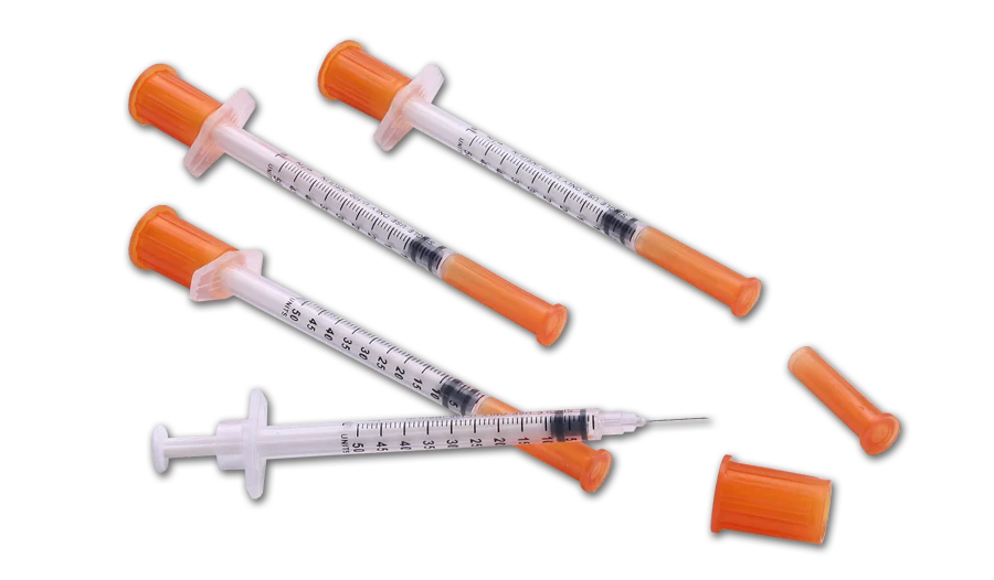 
Disposable orange cap syringes insulin syringe with needle 1ml u-100 u-40 31g 8mm 