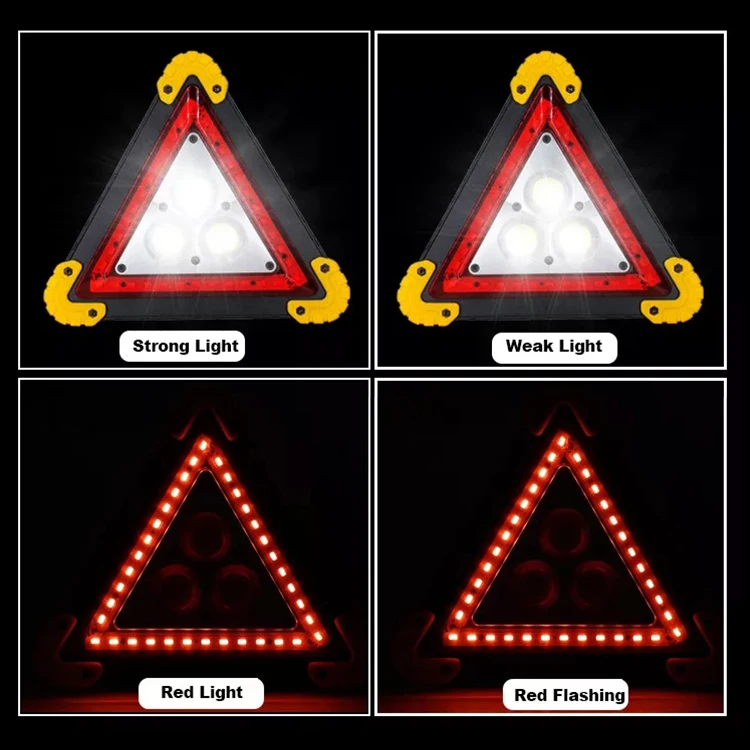 USB Rechargeable LED Outdoor Roadside Car early Yellow Red Reflector Warning Triangle Light