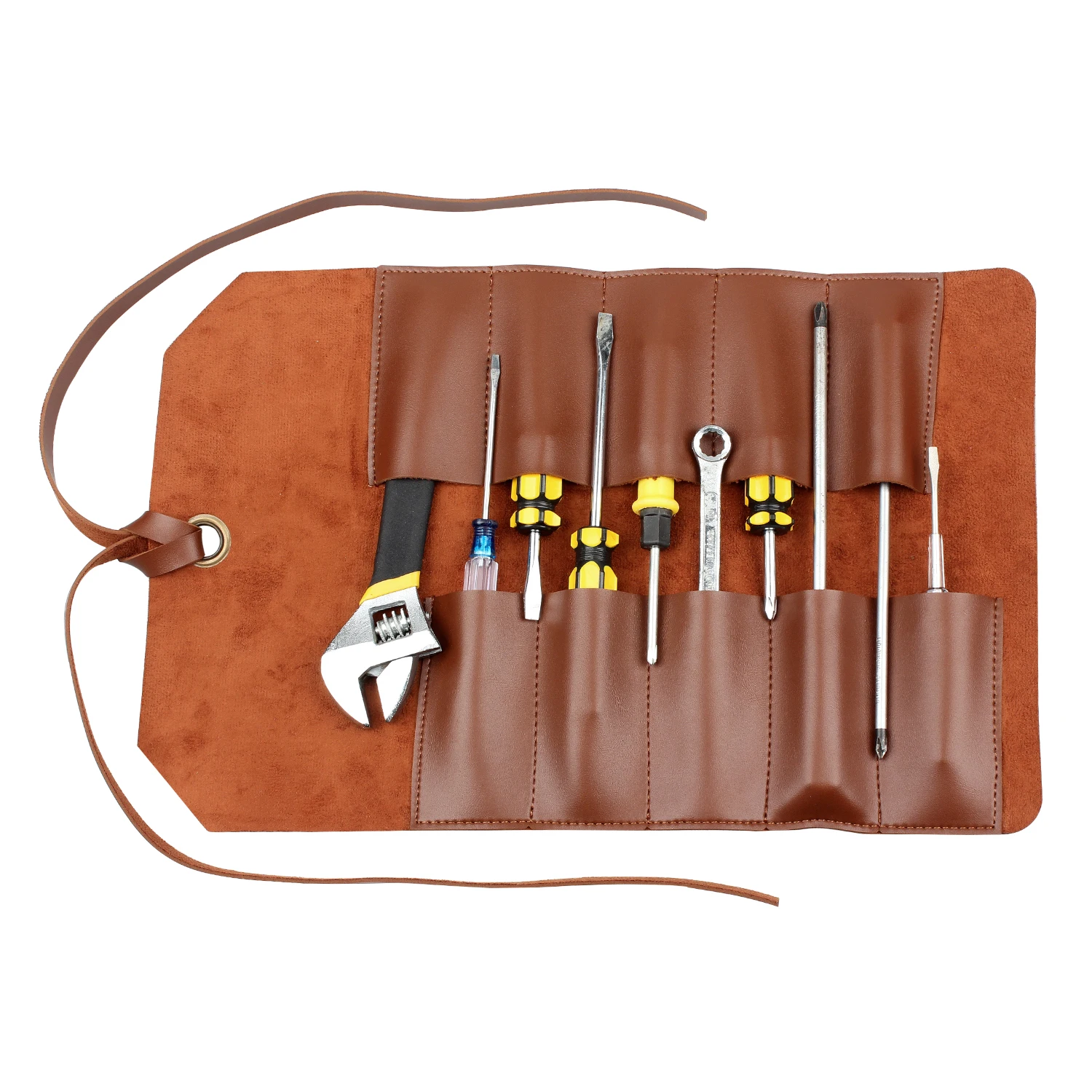 
Custom Carrying Portable Multi-function Leather Electrical Rolling Tool Bag 