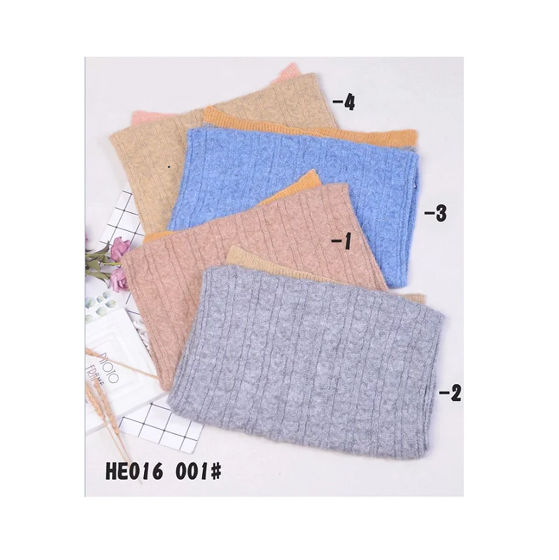 Wholesale Fashion colors & Soft Knitted Scarf with wool blended yarn & button decoration &  jacquard