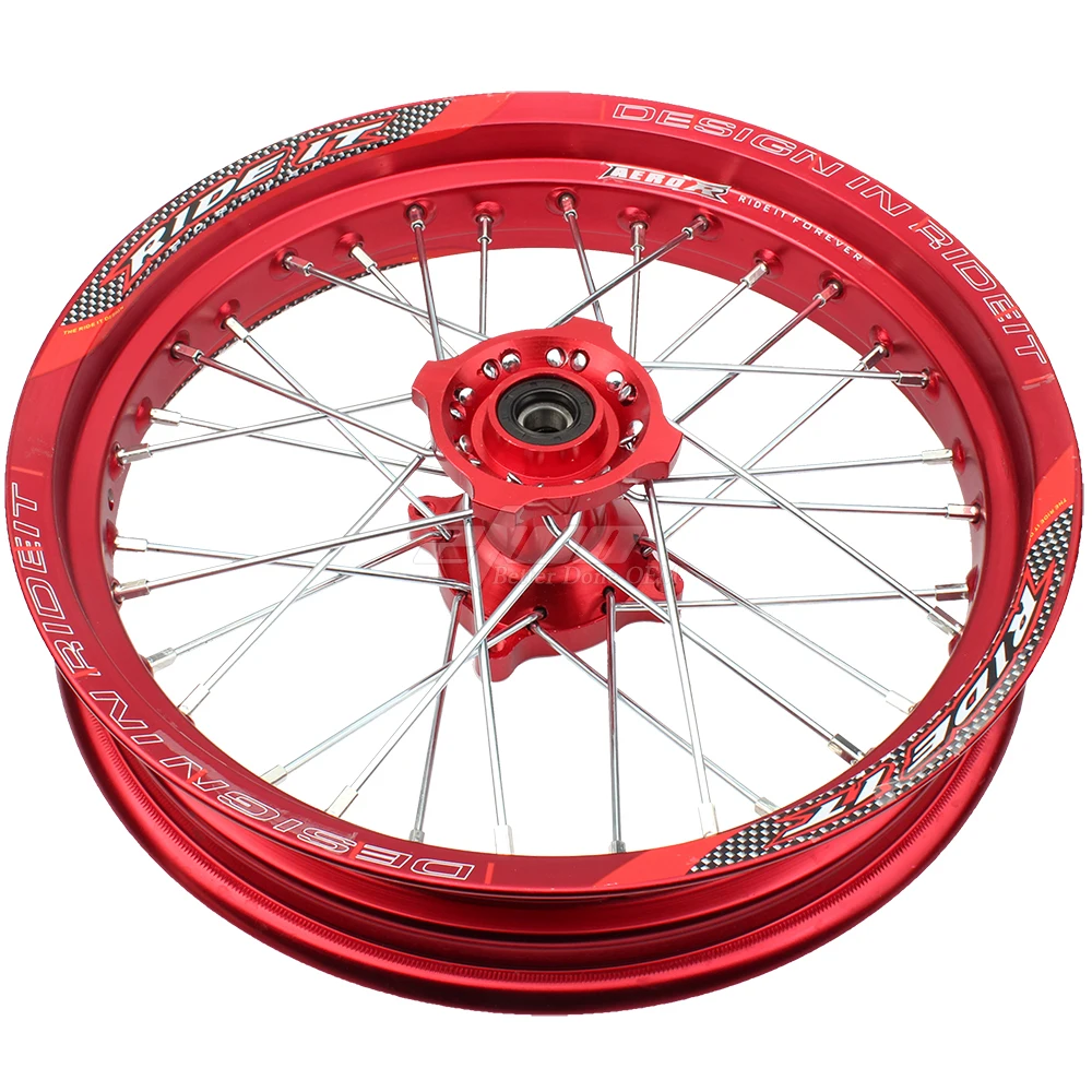 15mm hole hub 2.50 x 14 inch & 3.00 x 14 inch front rear CNC hub Aluminum Alloy Wheel Rims for 110 125 140 dirt pit bike RED