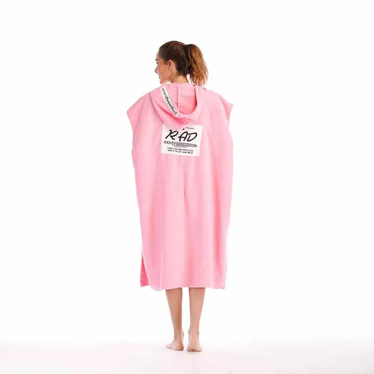 
Women terry cloth poncho hooded beach towel with pocket 