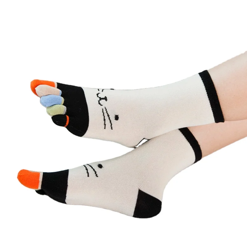 
five toe socks ankle cartoon toe socks women ladies cute cat toe socks 