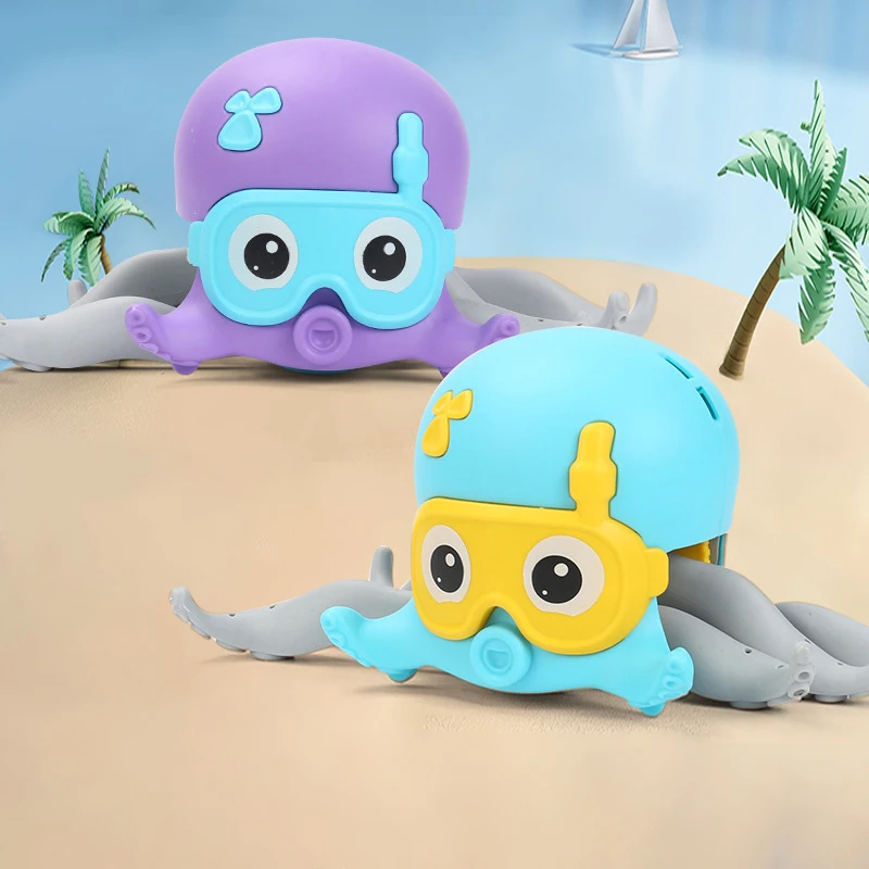 Забавная коробка для ползания игрушки воды заводная игрушка ходьбы пурпурная плавающая игрушка-Осьминог ванной