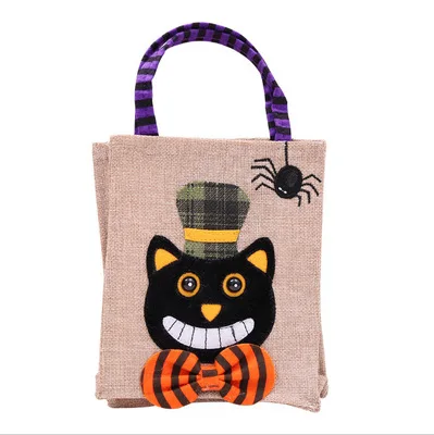 
2020 Hot Selling Halloween Burlap Trick Or Treat Candy Tote Bags Kids Gift Party Favors 