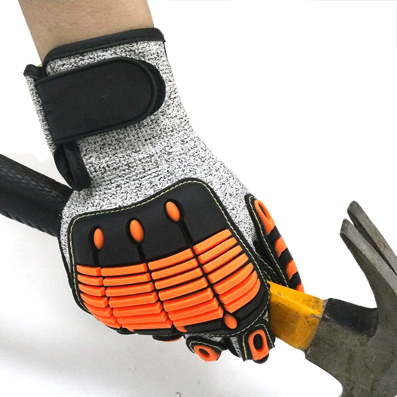 Impact Heavy Duty Working Gloves Sandy Nitrile Grip Cut Resistant Glove TPR Anti Vibration Safety for Oilfield Gas