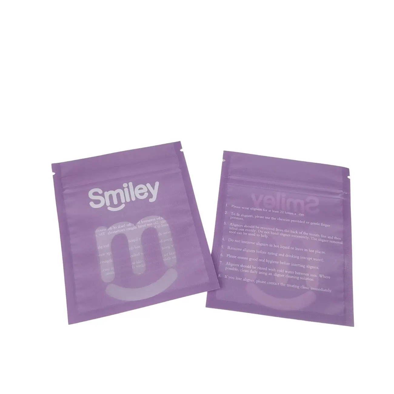 Custom Printed Teeth Home Clear Aligners Mylar Packaging Bags With Reusable Zipper Retainers Flat Bags For Clear Aligner
