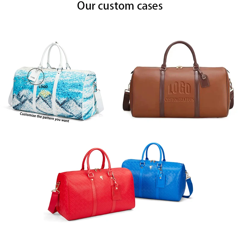 Custom Print Pattern Top Quality Leather Bag For Men travel fashion duffel bags men leather duffle bag