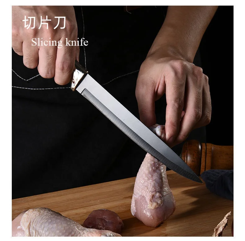 4 PCS Non Stick Black Color Coating Blade Knives Set 8 Inch High Carbon German Stainless Steel Chef Knives with Ergonomic Handle