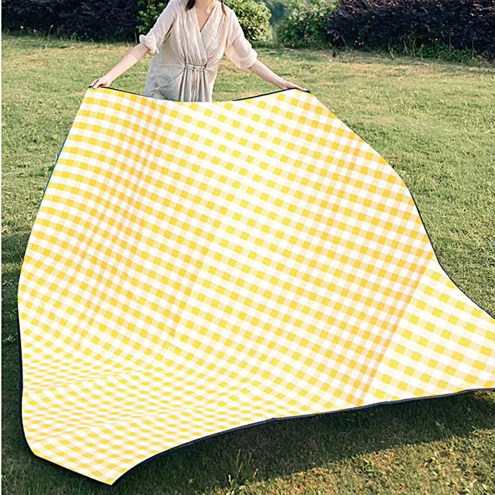 Waterproof Outdoor Picnic Mat Camping Beach Mat Colorful Plaid Stripe Rectangular Sleeping Blanket Pad Living Room Carpet