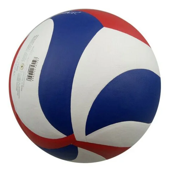 White blue and red leather volleyball official size 5 and weight indoor soft PU laminated volley for indoor competition