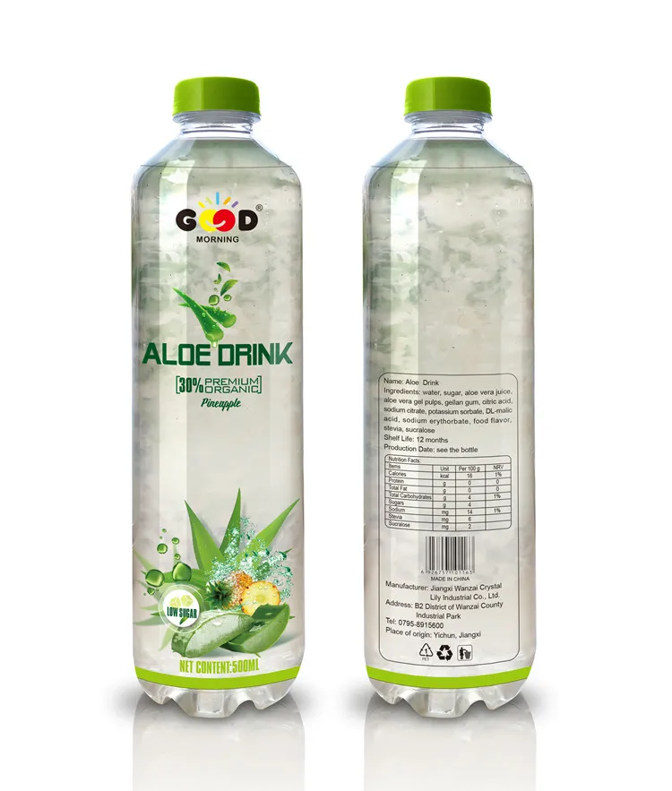 
30% organic aloe vera drink new label aloe drinks sugar free 500ml 