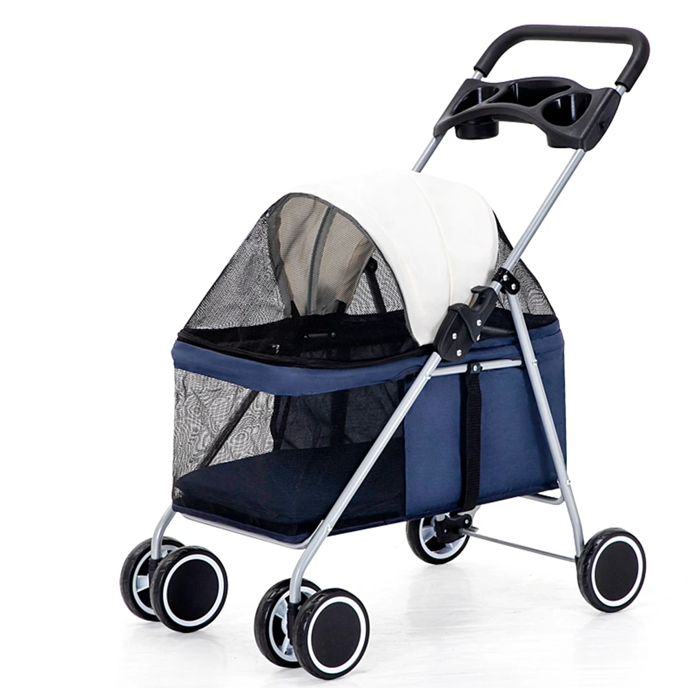 Outdoor  Wholesale Luxury  Pet Stroller 4 Wheels Pet Carrier Trolley Travel Carriage Cat Dog
