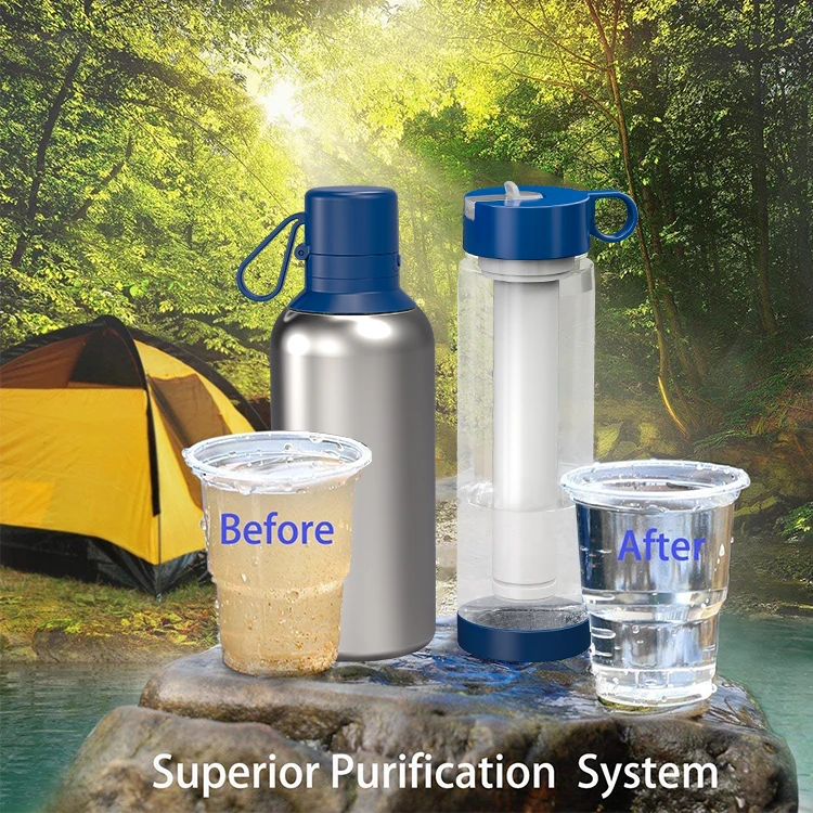 Personal Survival Portable Integrated Outdoor Hiking Camping Mini Water Purifier Filter Straw