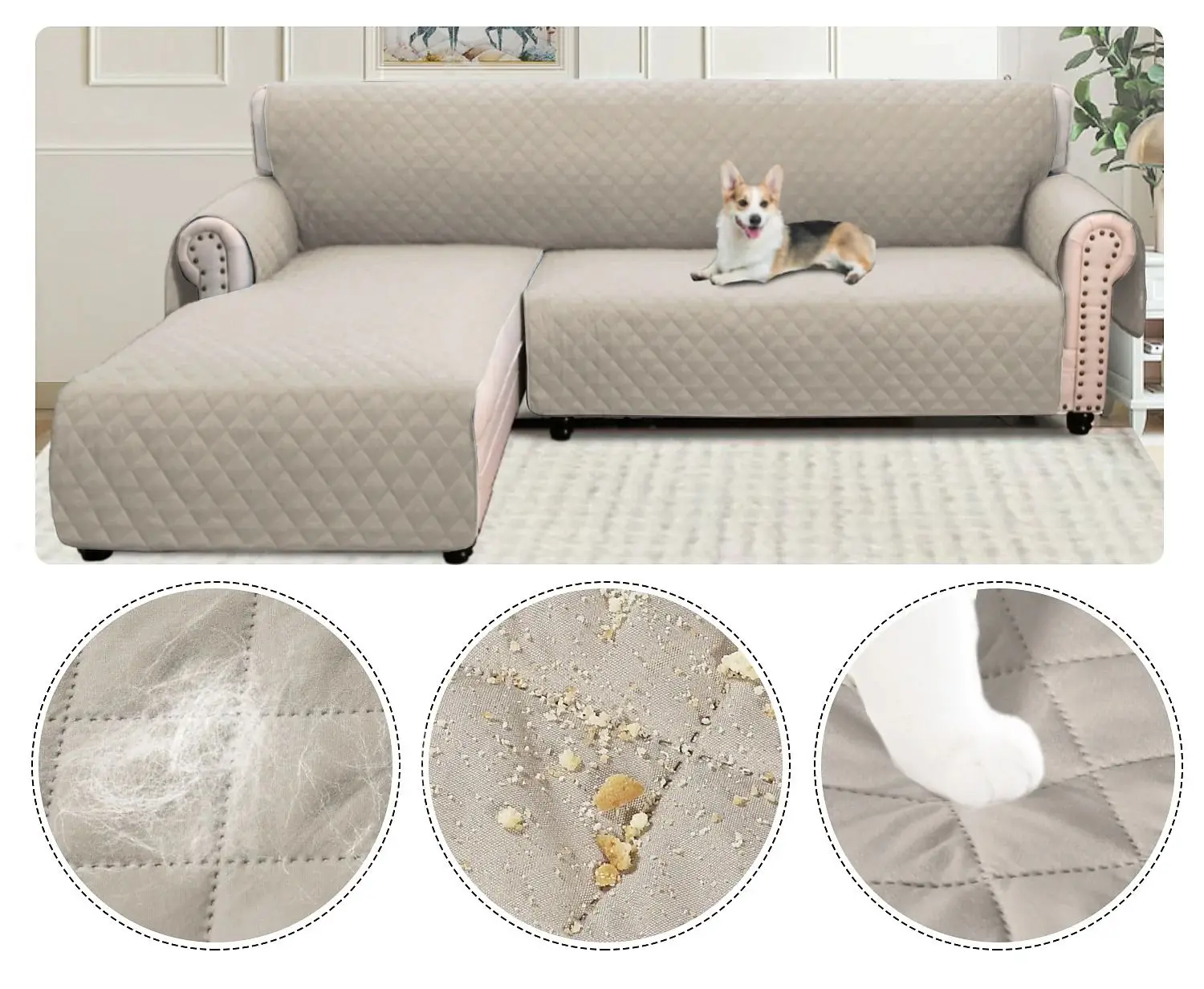 Reversible Sofa Slipcover L Shape Sofa Cover Sectional Couch Cover Sofa Cover for Pets Dog