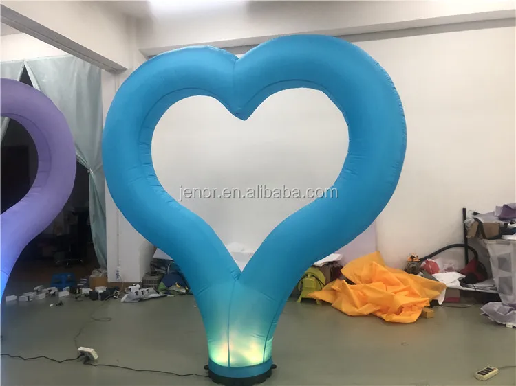 Giant air blow rainbow inflatable lighting heart for night party decoration