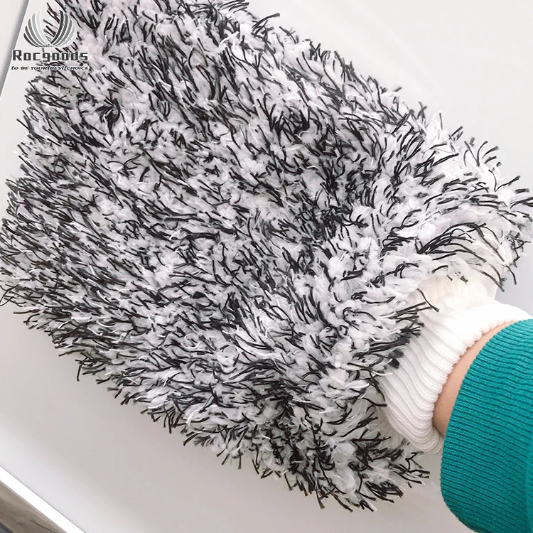 Wholesale high density microfiber coral fleece car wash mitt clay mitt for auto detail cleaning