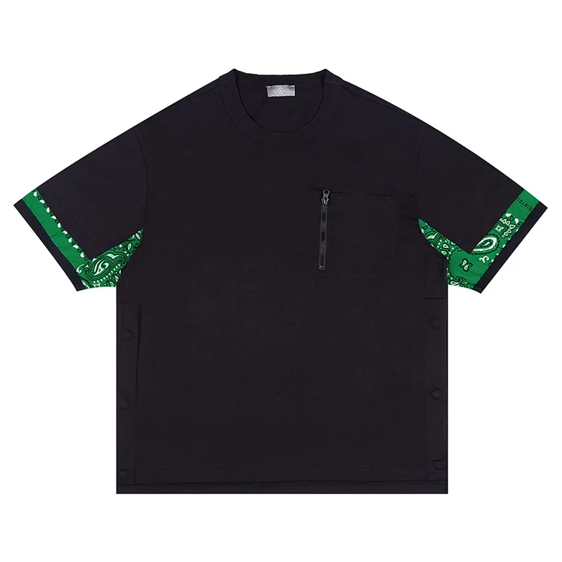 Japanese cashew flower patchwork oversiz e high street casual short sleeve t-shirt