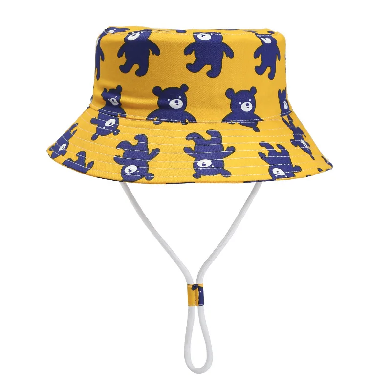 Children Spring Thin Style Plain Bucket Hat Summer Sunshade Bucket Hat Baby Casual Outdoor Printed Image Bucket  Hat